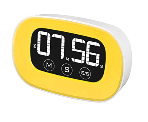 Timer Touchscreen. Großes Display LCD Touchscreen Elektronischer Timer Magnetisch Küche Kurzzeitwecker, compte-temps mit LCD Display, akustischer beleuchtetes Display LED gelb
