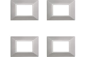 ZOREI 4 Pezzi Placche Compatibile Con Bticino Axolute, Placche Plastica Quadrata, Stile Piramide (3 Posti/Moduli,Silver)