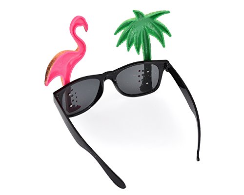 DSstyles 2 Stück Hawaiianische Tropische Neuheit Sonnenbrille Flamingo Papagei Baum Party Brille für Verrücktes Kleid - 3
