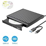 【Stilvolles Design】: Die Datenleitung ist im laufwerk pc extern versteckt, das Erscheinungsbild ist stilvoll. Dieses optische Laufwerk ist ultradünn, leicht, robust und einfach zu transportieren, wodurch Platz gespart wird