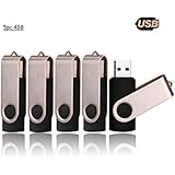 4GB Flash Drive by VIEKUU, Pack of 5 USB Memory Stick with Swiveling Cap and Key Chain Hoop(Gold)