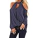 Produktbild ESAILQ Frau Mode V-Ausschnitt Schulterfrei Langarm T-Shirt Tops Bluse(Medium,Marine)