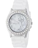 Disney Women's TK1062 Rhinestone Accent Tinkerbell White Rubber Strap Watch