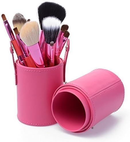 KanCai Make up Brushes 12 Pcs Makeup Brushes Set with Holder Make up Brush with Case (Pink)