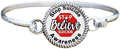 Stop Suicide Awareness Believe Silver Bangle Bracelet Jewelry Gift