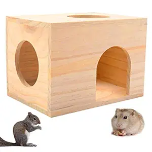 Western Era Wooden HideHouse Hut Hammock Sleeping Cabin Cage Accessory Toy for Hamsters, Hedgehog, SugarGlider, Birds, Small Rabbit, Small Guinea Pig