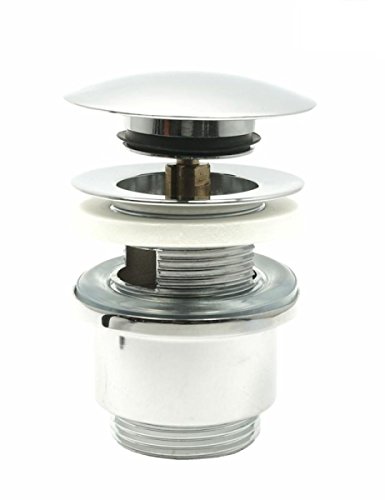 tecuro Pop Up Ventil Ablaufgarnitur mit Push-Druckfunktion für Waschtische mit Überlauf – messing-verchromt - 2