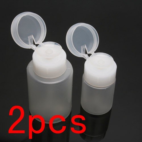 2 Liquid Container Bottle Pump Dispenser Nail Art Tip Cleaner Bottle Makeup L+S