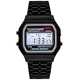 Herren Damen Digital Sport Uhren - Outdoor Wasserdichte Armbanduhr mit Wecker Chronograph und Countdown Uhr Stoppuhr LED Licht Gummi Schwarz große Anzeige Digitaluhren für männer (schwarz)