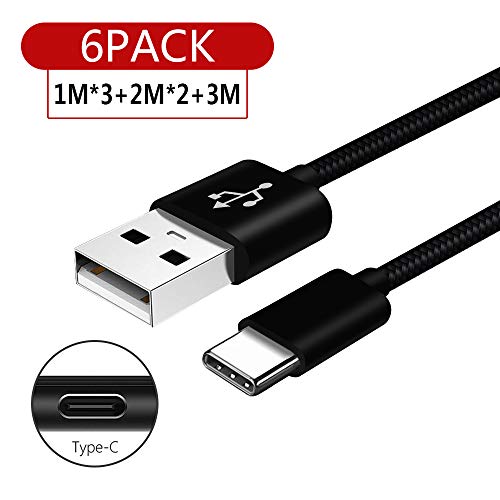 Chargeur Cable LG G6 G5-Sony Xperia l1 xz xz1 xz1 Compact XZ Premium Cable USB Type C 3 0 1m 2m 3m  Cordon Charge Rapide pour LG G7 ThinQ V30 V20 Nexus 6 5x Sony xz2 xa2 xa1 XA2 ultra l2-Noir 6PACK