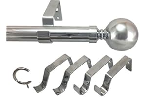 Your Home Online Ext Long 28mm Polished Chrome Bi Fold Door Curtain Pole Metal Ball Finial 3m, 4.5m, 6m, 7.5m & 9m (6m Pole, Polished Chrome)