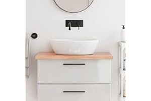 ZEYUAN Piano Bagno Marrone Chiaro 80x50x4 cm Legno Massello Trattato,Piano Bagno,Top Bagno Piano per Lavabo da Appoggio,Piano Lavabo Bagno(SPU:3156120)