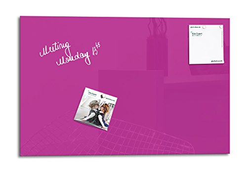 Glas Expert | Smart Glass Board ® | Tableau Magnetique en Verre | 60 x 40 cm | Fuchsia | Affichage Mémo Aimanté | Memo Board Magnétique Affichage | Memo Décoration Murale | + 2 Aimants