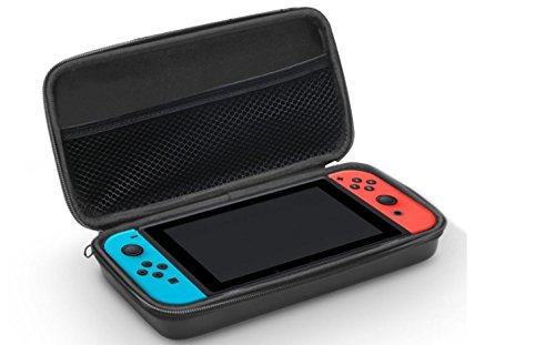 Preisvergleich Produktbild Switch Tragetasche - CaseBase schützende (Hardcover) EVA Tragetasche / Hülle / Case / Cover / Pouch für das Nintendo Switch (Genug Raum für Konsole, JoyCon Controller & anderen kleinen Accesoires) - in SCHWARZ