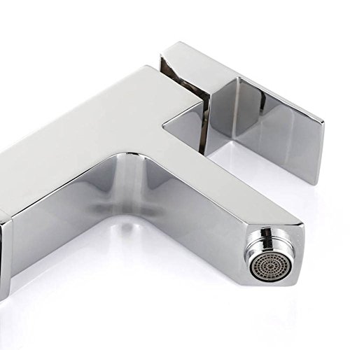 Homelody Chrom Wasserhahn Waschtischarmatur eckig Waschbecken Waschtisch Armatur Einhebelmischer Mischbatterie Bad Waschbeckenarmatur Badarmatur - 4