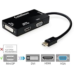 CableDeconn 3-en-1 Mini Displayport (ThunderboltTM compatible) a Hdmi/DVI/VGA Cable adaptador Convertidor - puerto Hdmi compatible con 4 K resolución