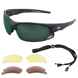 Rapid Eyewear Edge Black UV400 SUNGLASSES FOR GOLF With Interchangeable Polarised Mirror & Low Light Lenses. For Men & Women Golfers. Anti Fog - Glare - Blue Light Blocker Protection