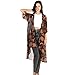 Produktbild YWLINK Damen Chiffon Losen Schal Kimono Strickjacke Oben Vertuschen Frau Sonne Mond DruckenHemdbluse Kurzarm Kimono Strickjacke (L,Braun)
