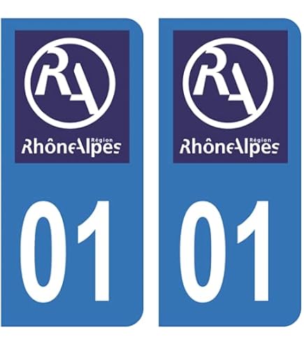 Autocollants Immatriculation HADEXIA Département 01 Ain - Lot De 2, 45x100mm