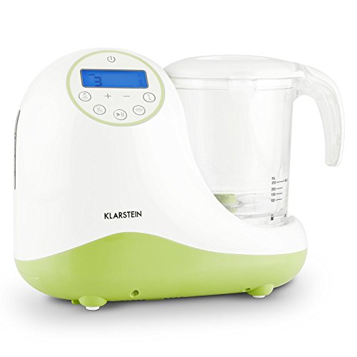 Klarstein Junior Chef Linus 5-in-1 Babynahrungszubereiter Babynahrung Küchen-Mixer Dampfgarer Sterilisator für Milchflaschen Baby-Flaschen-Aufwärmer (Aufwärm- und Auftau-Funktion, Timer, 700 Watt, 2 Geschwindigkeiten, inkl. Dampfgar-Einsätze)