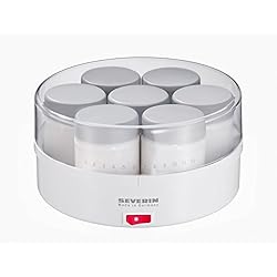SEVERIN Yaourtière, 7 Pots de 150 ml Inclus, Graduation Mémo, JG3516, Blanc/Gris