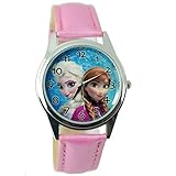 TAPORT® Damen Uhr Analog Quarzwerk mit Leder armband Frozen Elsa Anna rosa rund