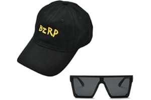 ELEVANTY Gorra de Beisbol Bordada + Gafas de Sol Cuadradas de Moda. Gorro de Rapero, Hip Hop, DJ, algodón, Ajustable + Gafas de Sol Grandes con Tapa Plana de Color Negra para Hombre y Mujer