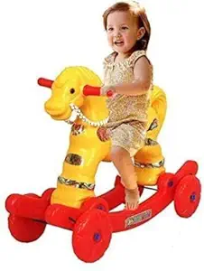 Twizzle Baby 2 in 1 Horse Animal Rider Swing Toy Birthday Gift for Kids Boys and Girls in Blue Color (1-5 Years) Rocking Horse Toy / Baby Horse Rider (Yellow)
