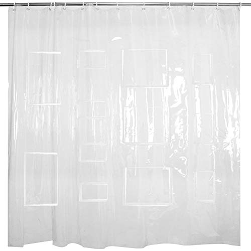 MongKok - Cortina de Ducha con Bolsillo Eva Quick-Dry Clear Curtain