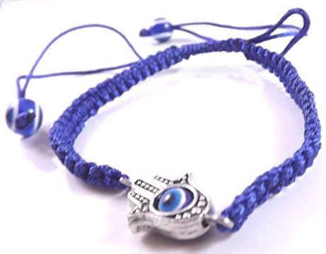 3 Evil Eye HAMSA Dark Blue String Bracelets