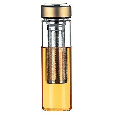 Justfwater Théière Infusion avec Filtre Fruit Infuser Bouteille En Verre Thé Bouteille à Thé avec Passoire