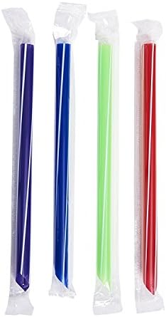 Extra-Wide Drinking Straws (100-Count) Boba Bubble Tea, Smoothies, Milkshakes and Healthy Drinks | Colored, Disposable, Recyclable | Kid-Friendly, Assorted Colors | Individually Wrapped