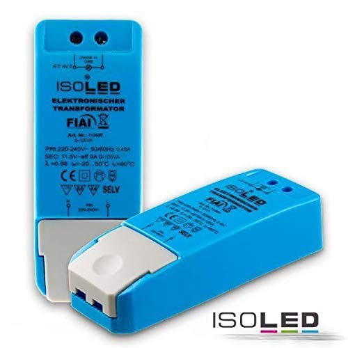 Transformateur LED Isoled 112669 - Pour ampoules LED 12 V/CA 0-105 VA variable, 105 W, bleu, 11,3 x 4,4 x 2,8 cm