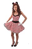 Damen Kostüm Minnie Maus, mit Haarband/Ohren