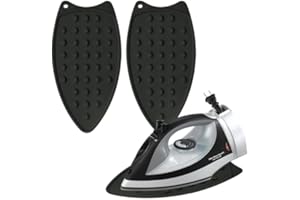 GOCUODE Support pour Fer à Repasser,Repose Fer en Silicone,Tapis de Repos de Repassage avec Trou de Suspension,pour L'isolation Contre Les Brûlures (Noir)