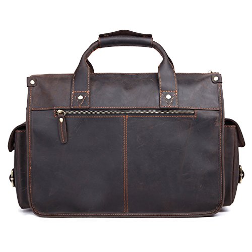 EverVanz Tote Handgemachte Vintage Leder Aktentasche ohne Klappe für 15 Zoll Laptop Tasche Schultertasche Handtasche - 3