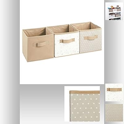 Atmosphera Lot de 3 corbeilles de rangement tiroirs - Coloris TAUPE