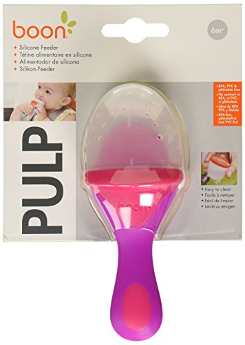 Boon PULP Silicone Fresh Food Teething Feeder, Magenta/Pink