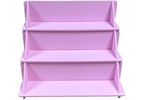 PARTY DECOR MDF Pink 3 Tier Solid Back Display Craft Table Stand - Size 370mm x 324mm x 320mm - For Craft Fairs, Market Stall Display Shelf, Shop Display Stands, Makeup Stand, Perfume display shelf