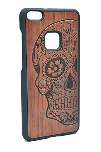 Cassa di Legno di Huawei P10 Lite, PhantomSky[Serie di Lusso] Qualit Ã  Premium Cover in BambÃ¹ / Legno Naturale per il tuoÂ Smartphone (Teschio Palissandro e PC)
