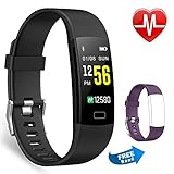 Juboury Fitness Armband mit Pulsmesser, Fitness Tracker Farbdisplay Wasserdicht IP67 Activity Tracker Uhr Smart Watch mit iPhone Android Geschenk Für Damen Herren und Kinder (schwarz)