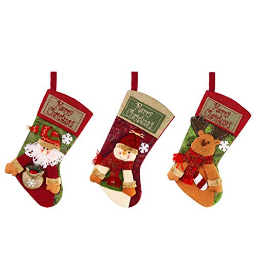 NW 1776 Calcetines, decoración navideña Grande (18 Pulgadas) Santa Snowman Reindeer 3pcs