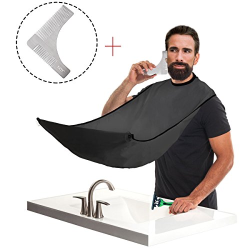 IUQY Beard Styling | Beard Shaping Template & Beard Bib Catcher, Shaping Template Comb Tool For Line up & edging - Beard Catcher Apron for Shaving Man Groomer Gift