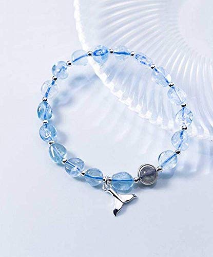 Preisvergleich Produktbild Ibuprofen Armreifen Armbänder S925 Silber Armband Weibliche Meerjungfrau Schwanz Aquamarin Kristall Armband Frauen Armband