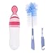 Produktbild Sharplace Silikon Baby Fütterungs Flasche Squeeze Löffel + Flaschenbürste Saugerbürste Nippel Düsen Babyflasche Reinigung - Rosa Löffel und Blau Bürste