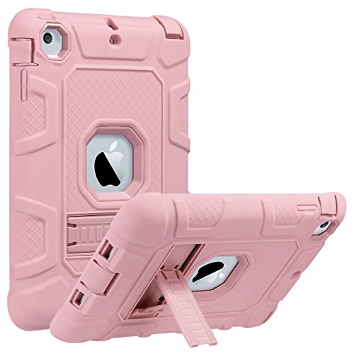 ULAK iPad Mini 1/2/3 Funda, 3 en 1 Híbrido Resistente a Prueba de Golpes Kickstand Robusto Defender Cover Case para iPad Mini 1 / iPad Mini 2 con Retina Display/iPad Mini 3 - Oro Rosa