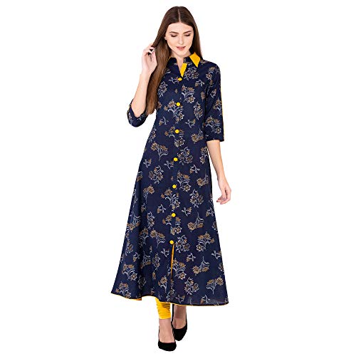 Cotton Printed Kurta (Blue, 3XL 
