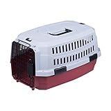Transportín rígido para perros o gatos Nobleza, color rojo y gris, largo 58cm