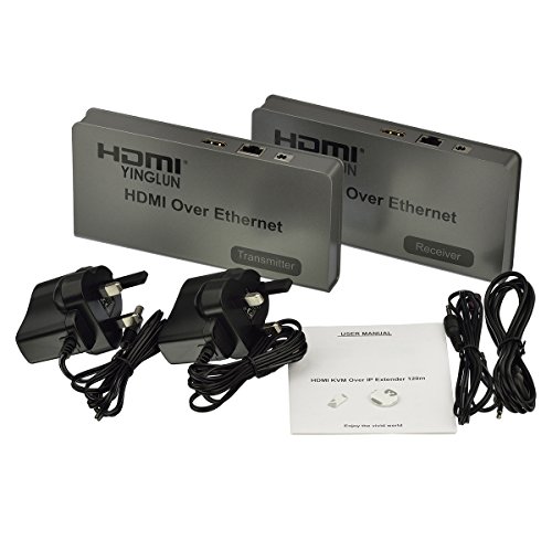 YINGLUN HDMI KVM über IP Extender Transmitter + Receiver 120m 365ft über Einzige CAT6 Ethernet Kabel befolgen TCP/IP Standard mit USB Port Netzteil - 6