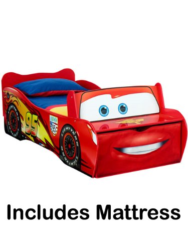 Disney Cars 'Lightning McQueen' Feature Toddler Bed with Storage and Fully Sprung Mattress